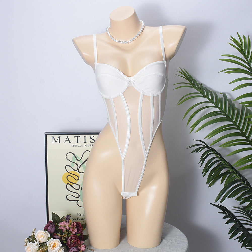 Slimming Mesh Stitching High Waist Top