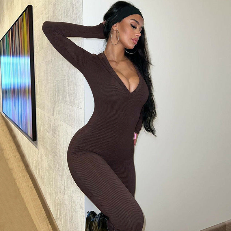 Slim Fit Sports Long Sleeve Jumpsuit