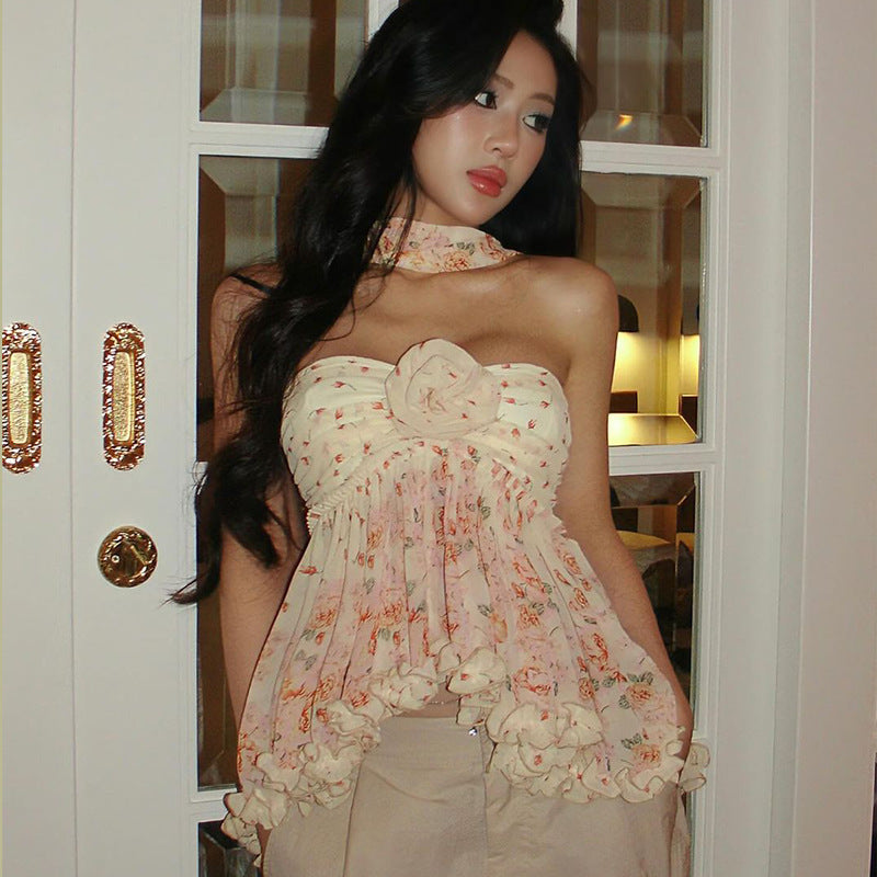 Floral Chiffon Top Tube Loose Vest