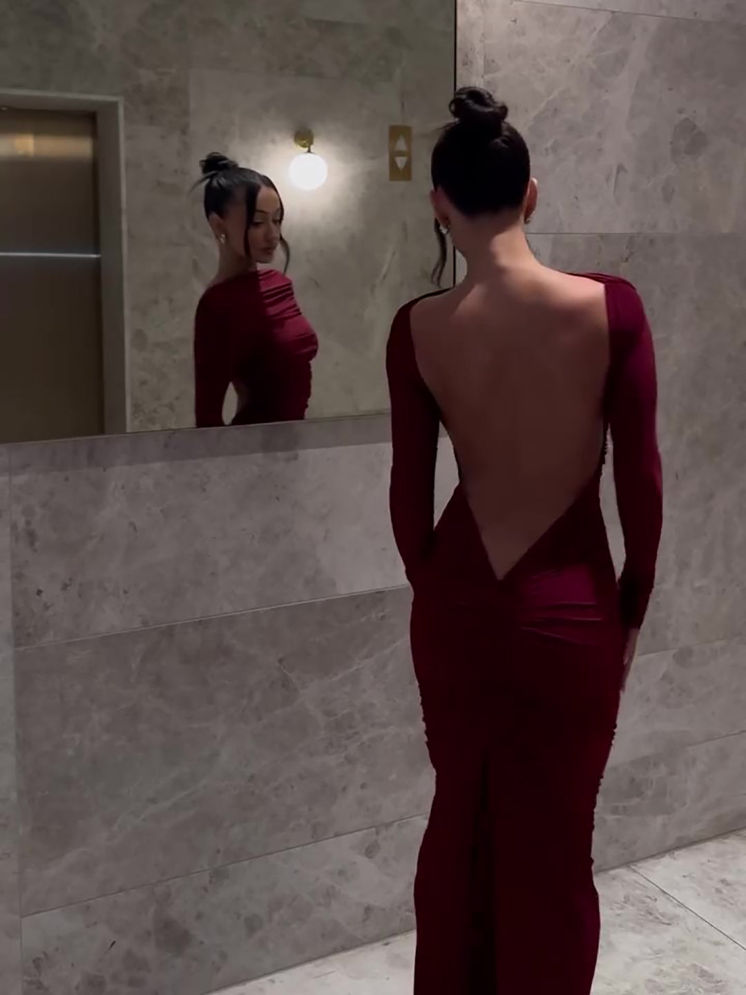 Backless Long-sleeved Maxi Dress