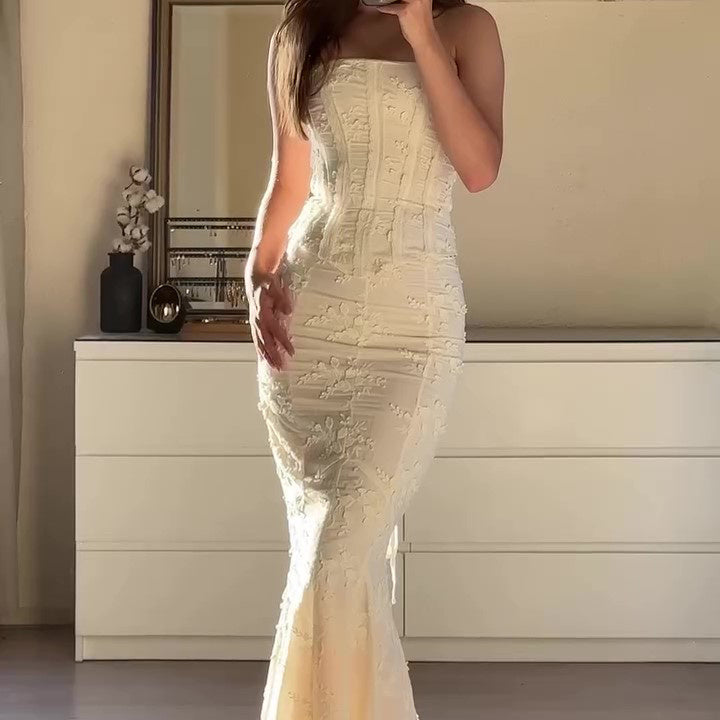 Embroidered Strapless Two-piece Dress