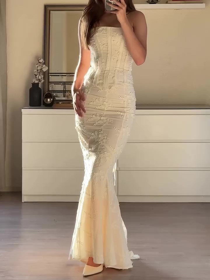 Embroidered Strapless Two-piece Dress
