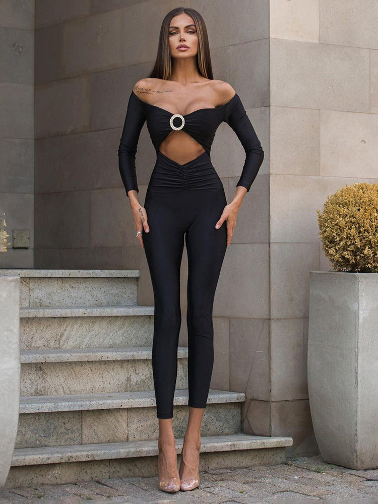 Off-shoulder Hollow Slim Hot Girl Jumpsuit