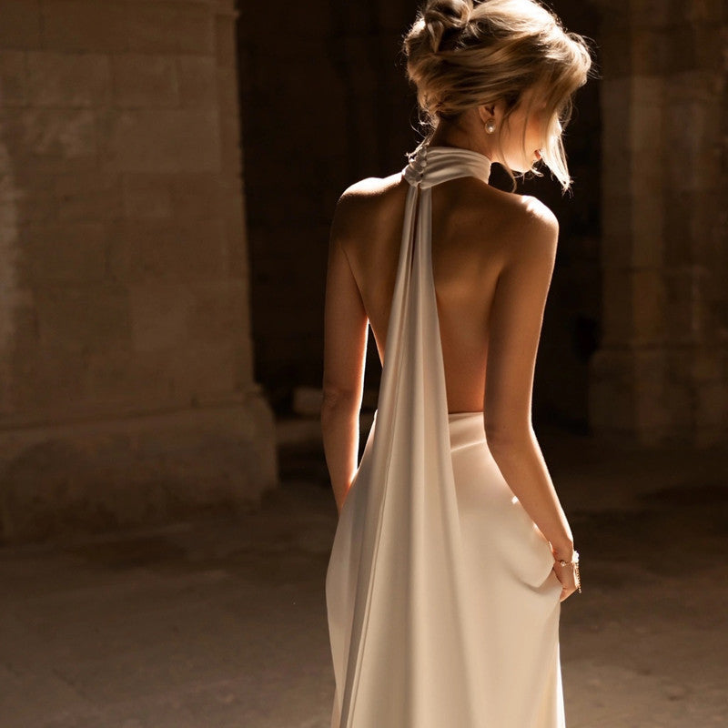 White Slimming Trailing dress