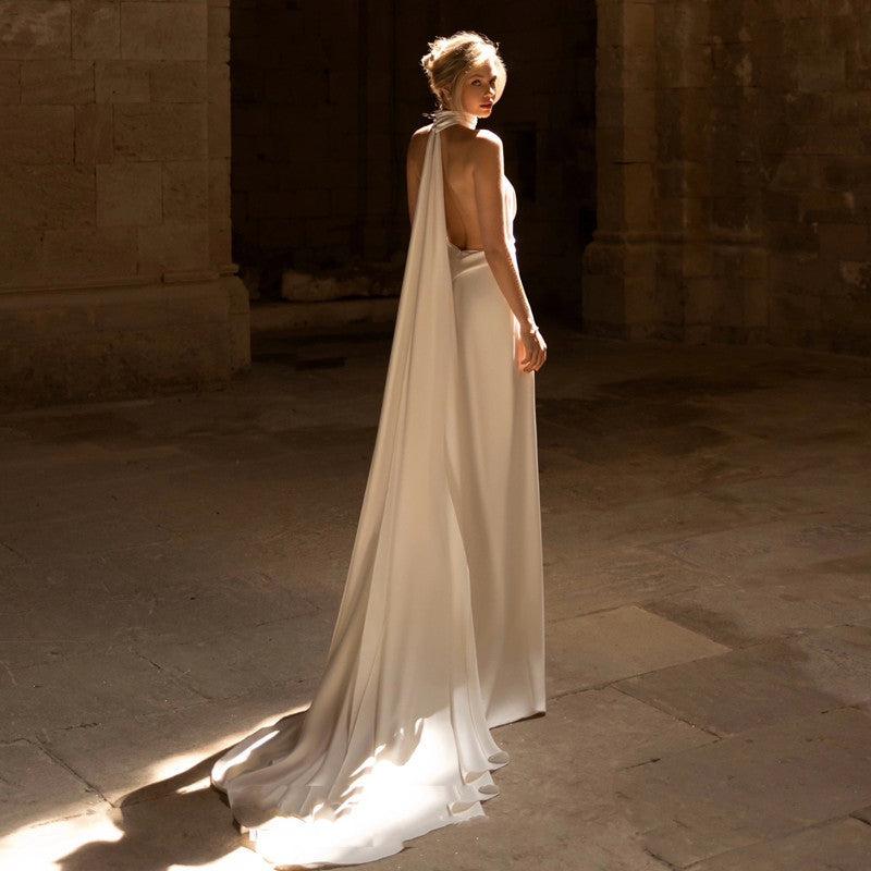 White Slimming Trailing dress