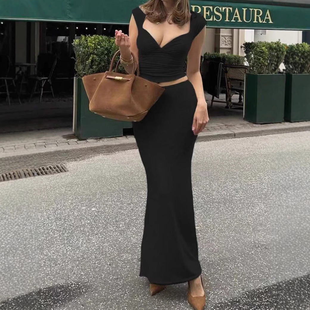 Short Sleeve Sheath Skirt Set
