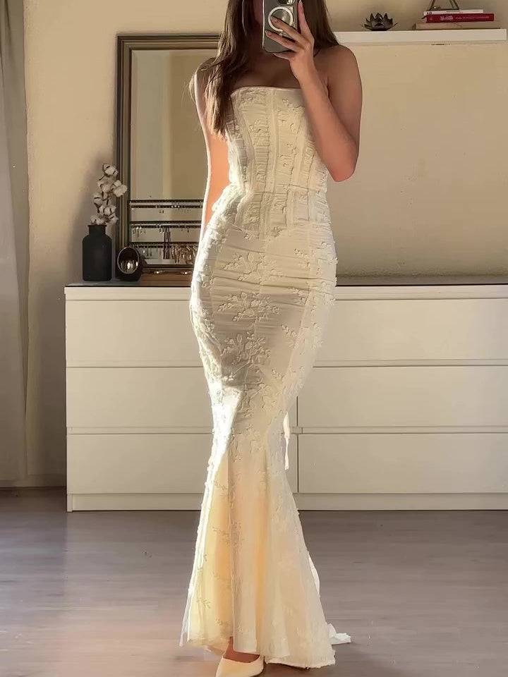 Embroidered Strapless Two-piece Dress