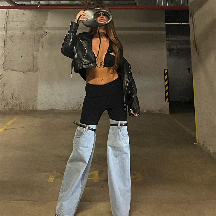 High Waist Straight Wide Leg Pants