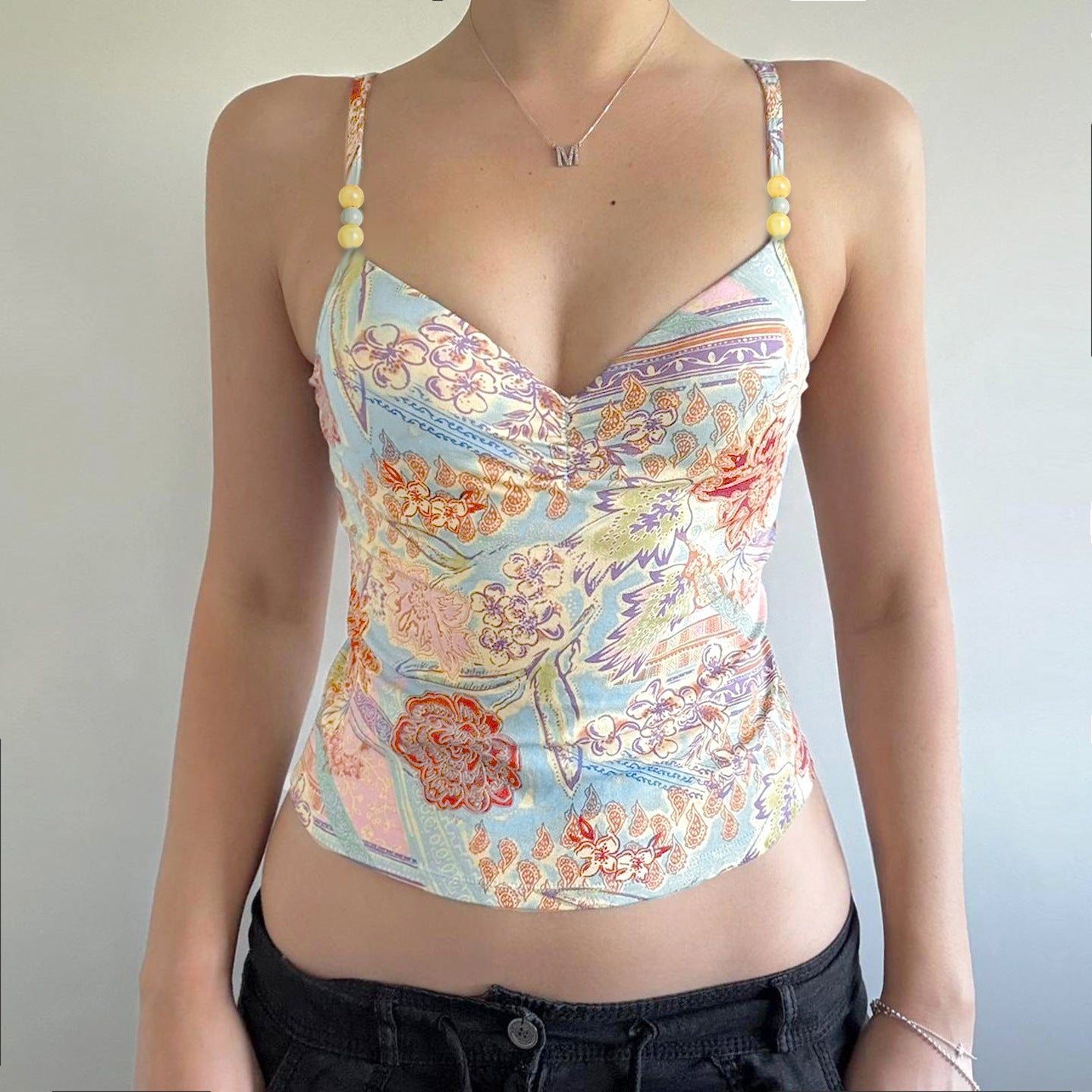 Printed Beaded Camisole