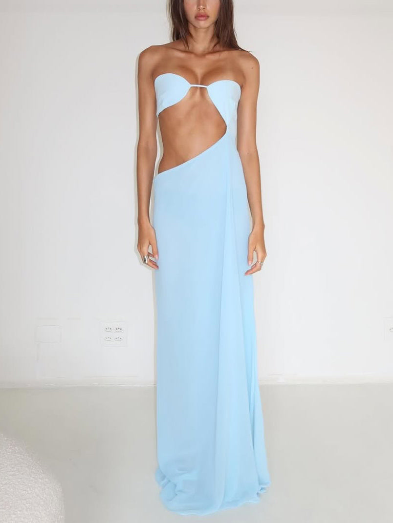 Sexy Cutout Tube Top Maxi Dress