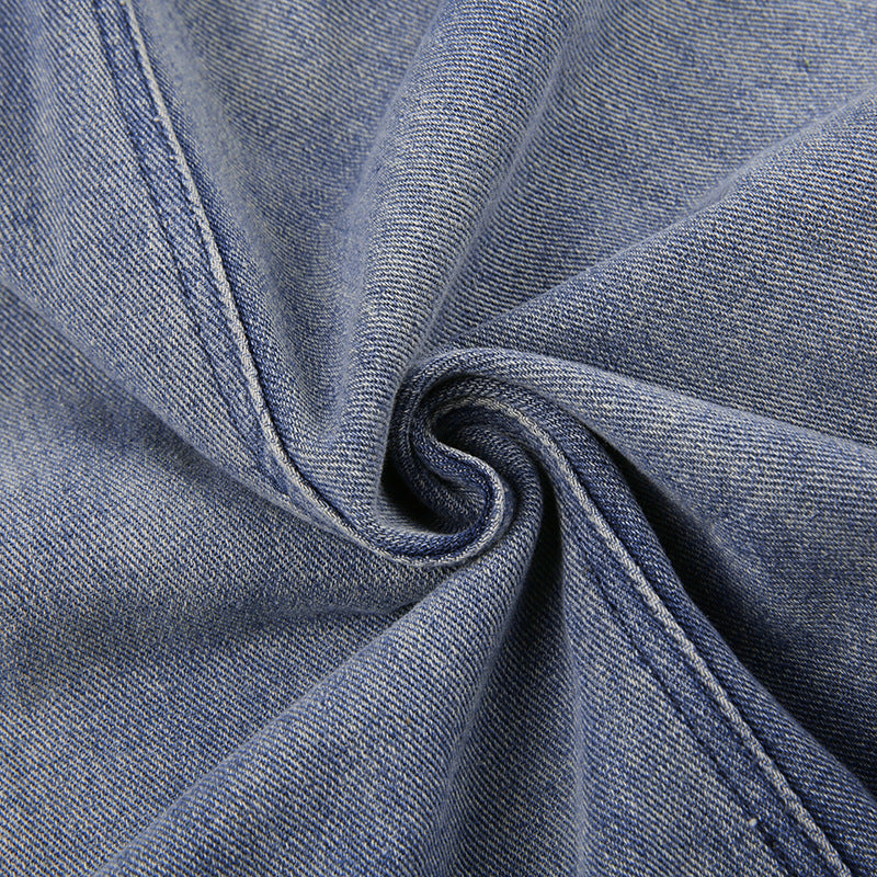 Irregular Slit A- Line Denim Skirt