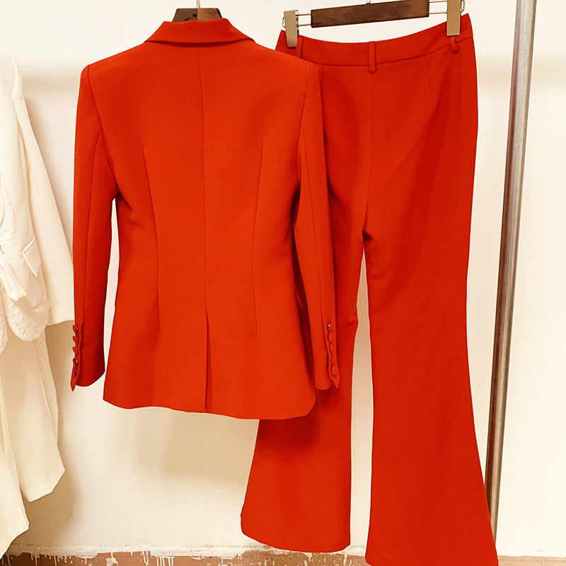 Red Bell-bottom Pants Suit