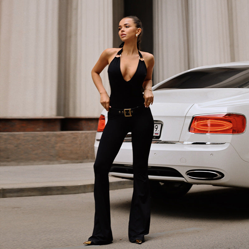 V-neck Hanging Jumpsuit