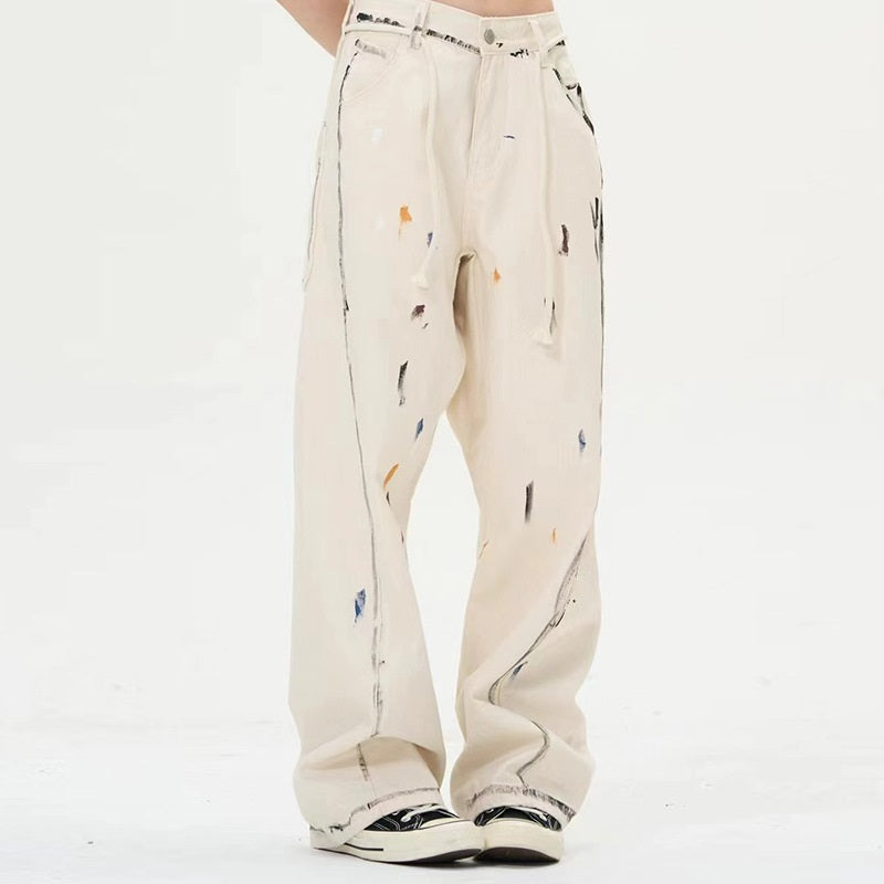 Paint-splashing Style Graffiti Design Trousers