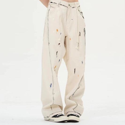 Paint-splashing Style Graffiti Design Trousers