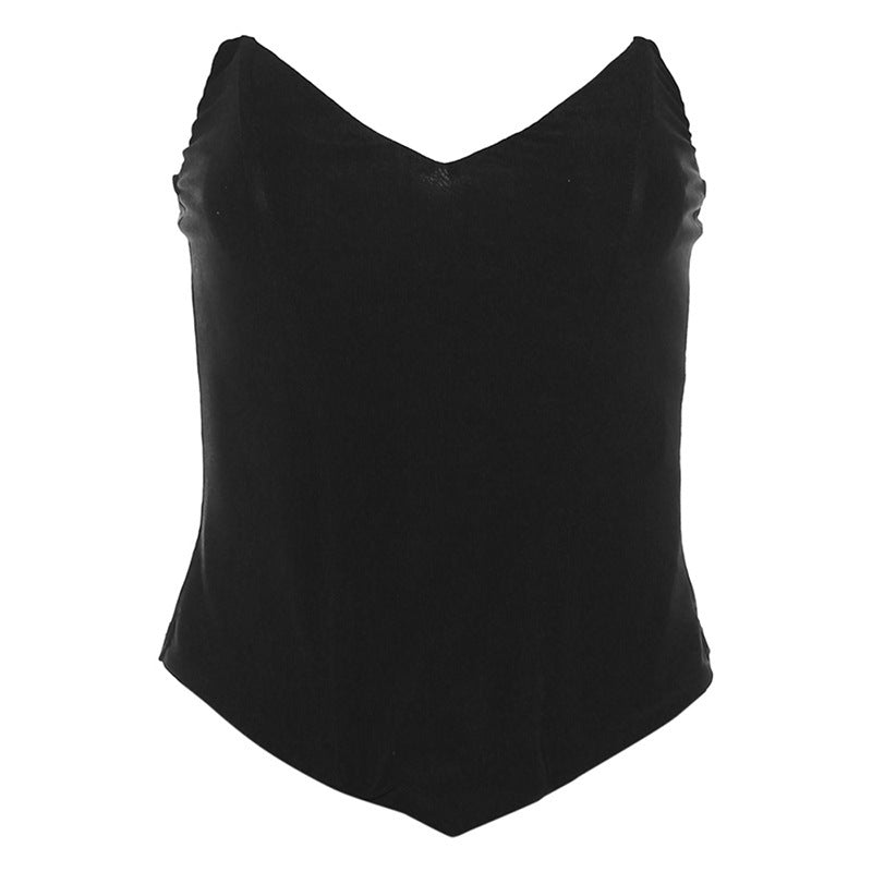 Off-shoulder Slim Fit Backless Vest