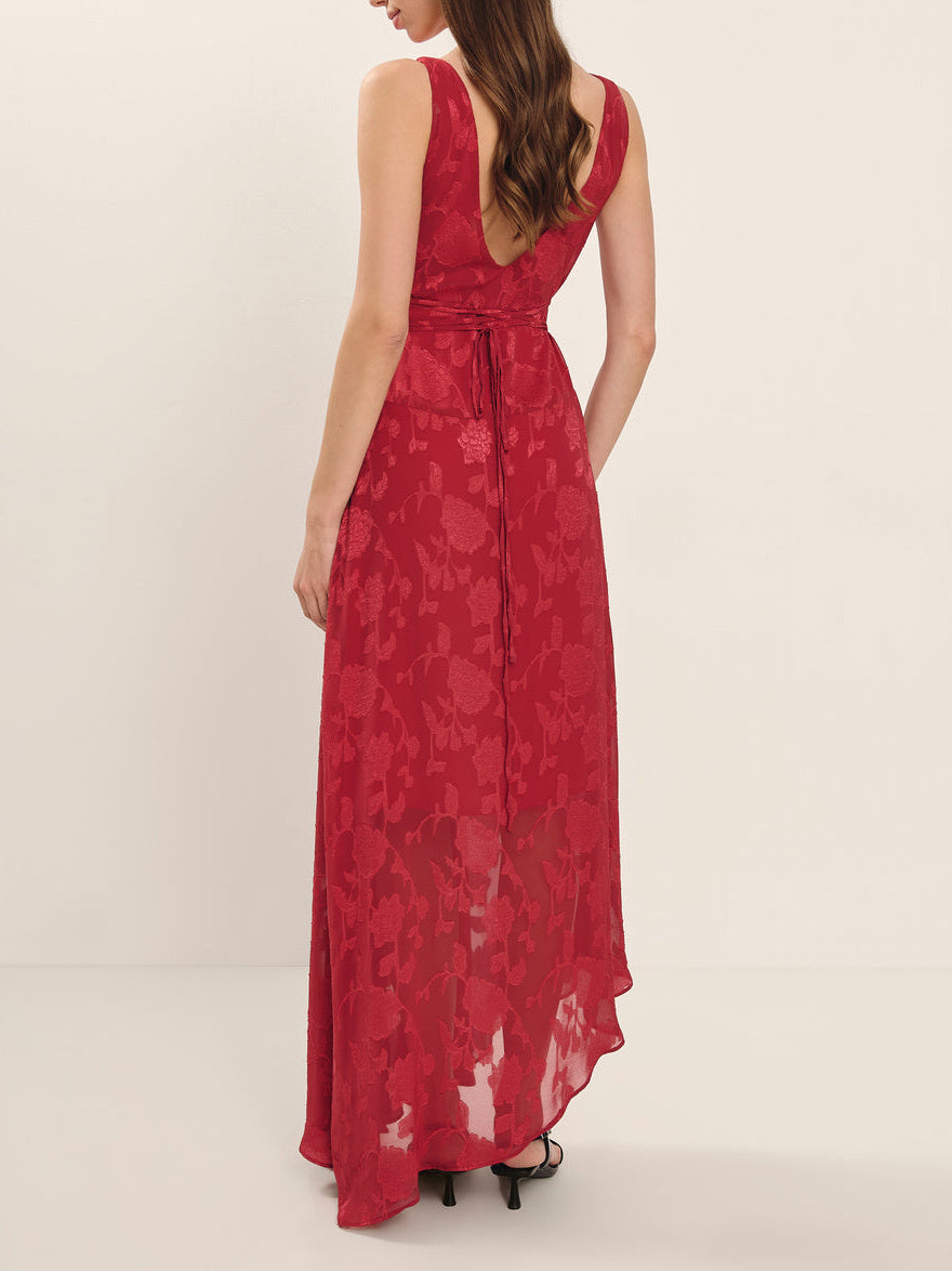 Elegant Sleeveless Jacquard Irregular Hem Dress