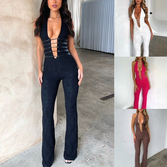 Lash Rope Lace Up Slim Fit Jumpsuit