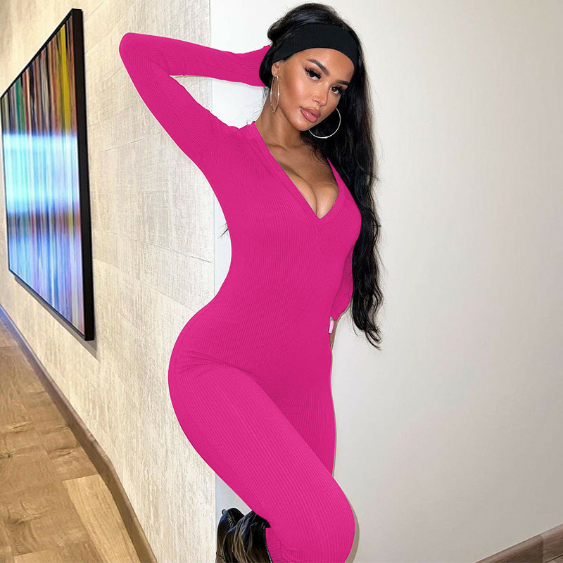 Slim Fit Sports Long Sleeve Jumpsuit