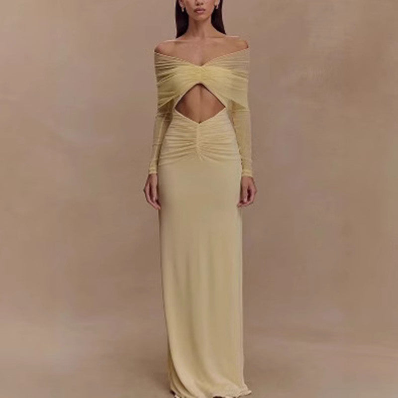 Mesh Pleated Hollow Out Dress