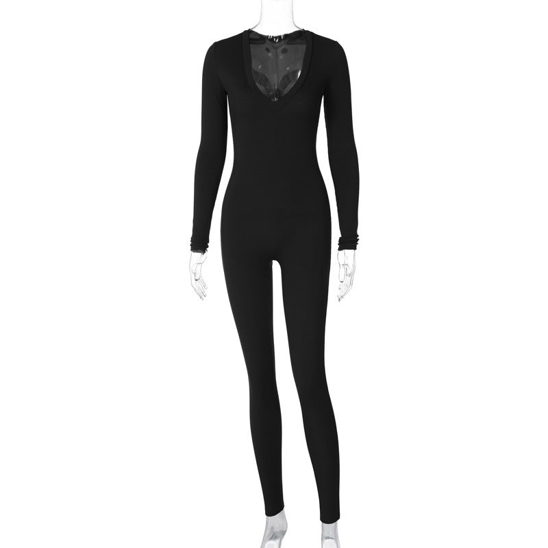 Slim Fit Sports Long Sleeve Jumpsuit