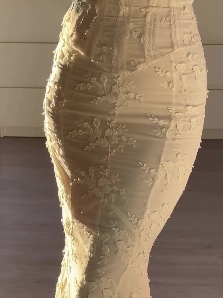 Embroidered Strapless Two-piece Dress