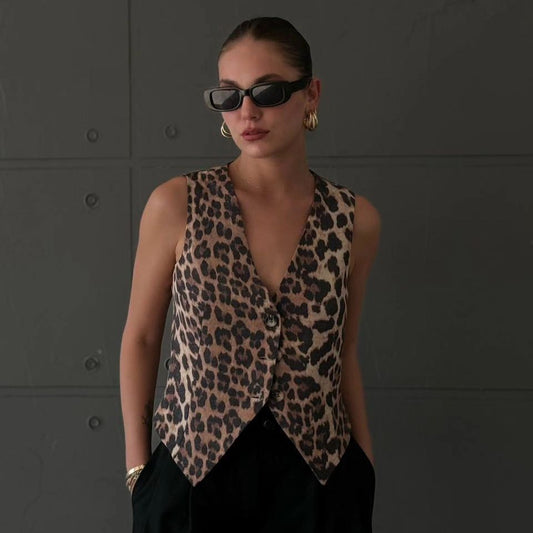 Short Animal Pattern Vest