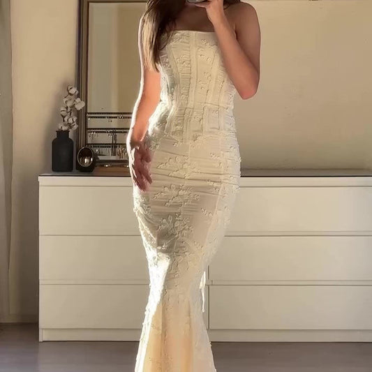 Embroidered Strapless Two-piece Dress