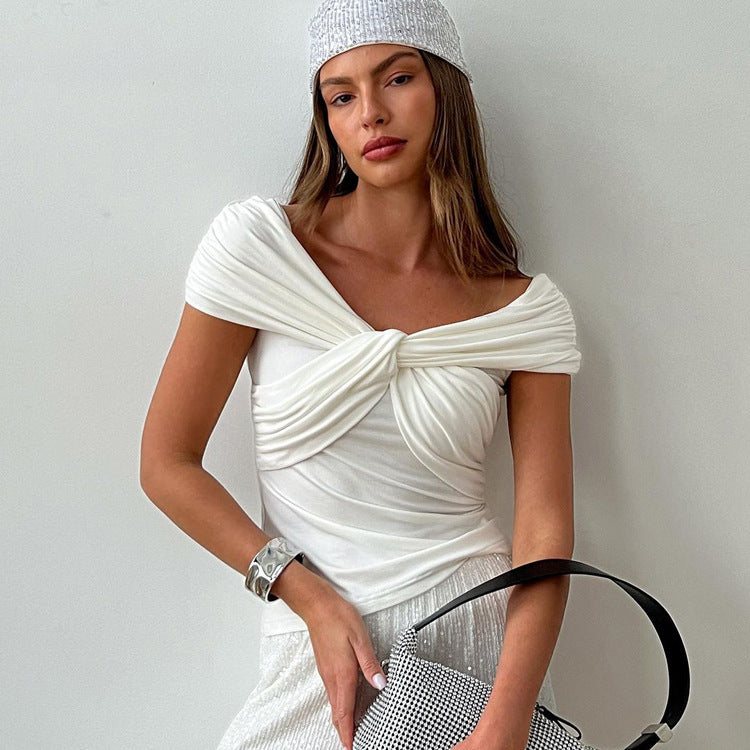 Off-shoulder Short Sleeve Casual Top
