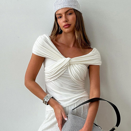 Off-shoulder Short Sleeve Casual Top