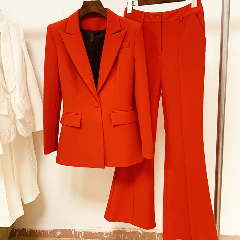 Red Bell-bottom Pants Suit