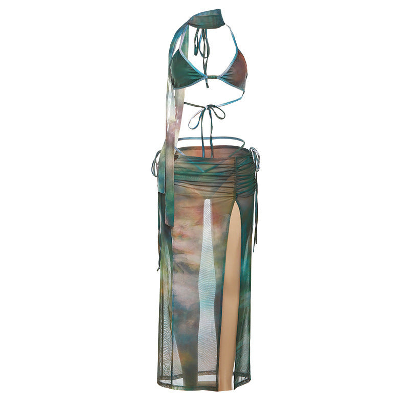 Printed Bikini Skirt Set