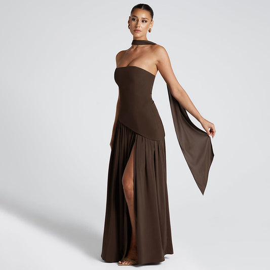 Split Backless Elegant Streamer Dress