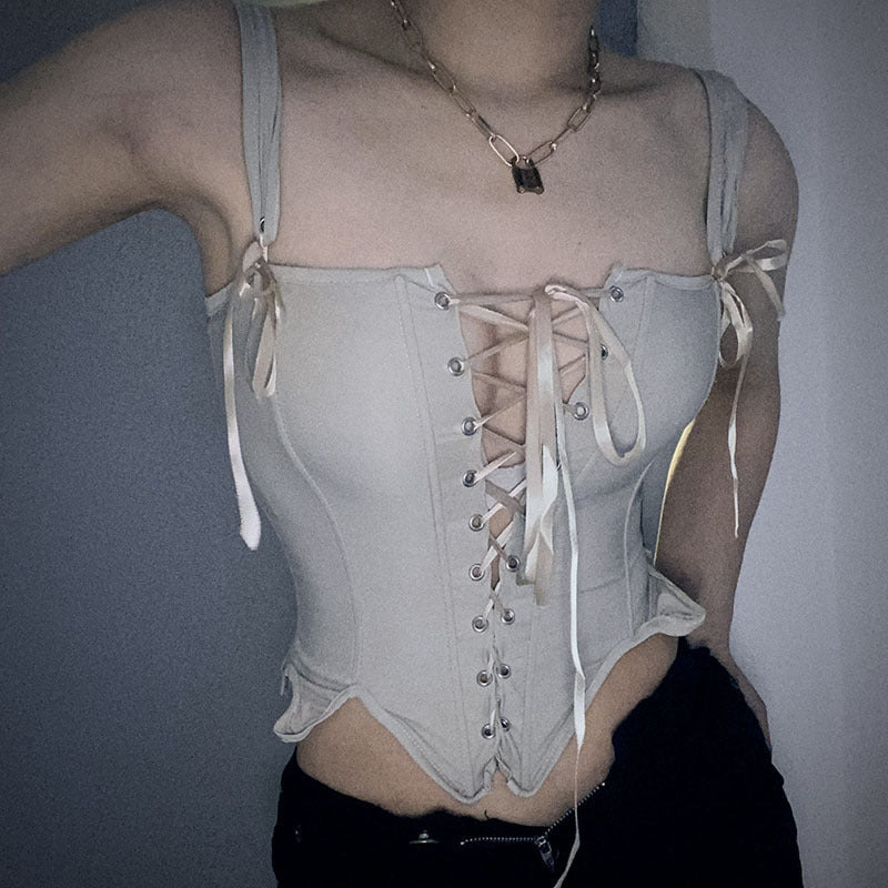 Slim-fit Lace Up Fishbone Camisole