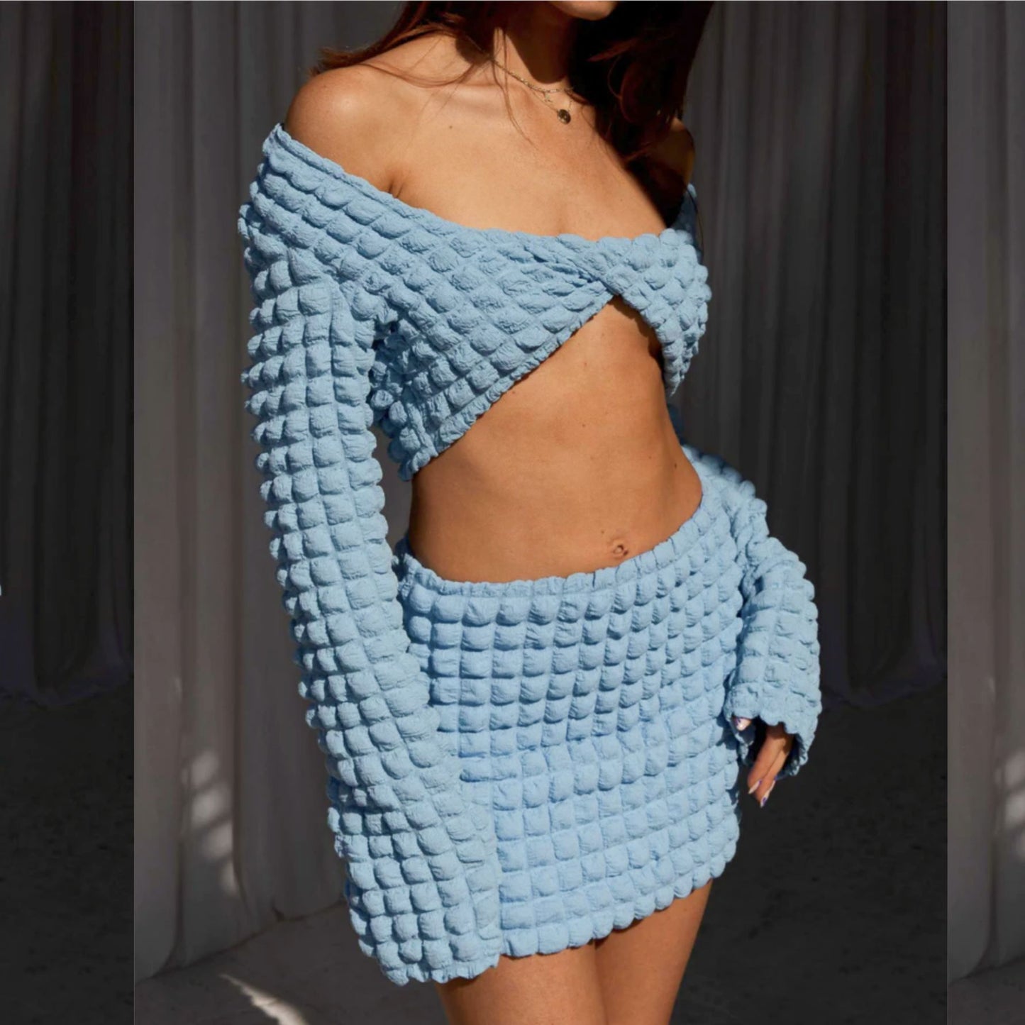 Bubble Plaid Two-piece Dress
