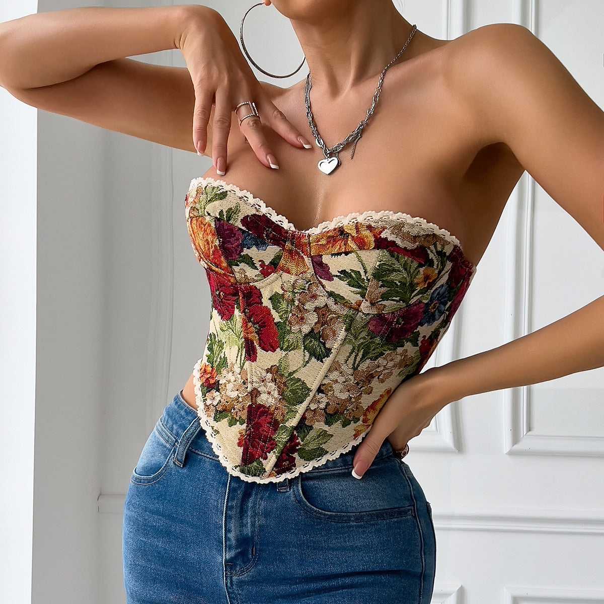 Vintage Flower Print Vest