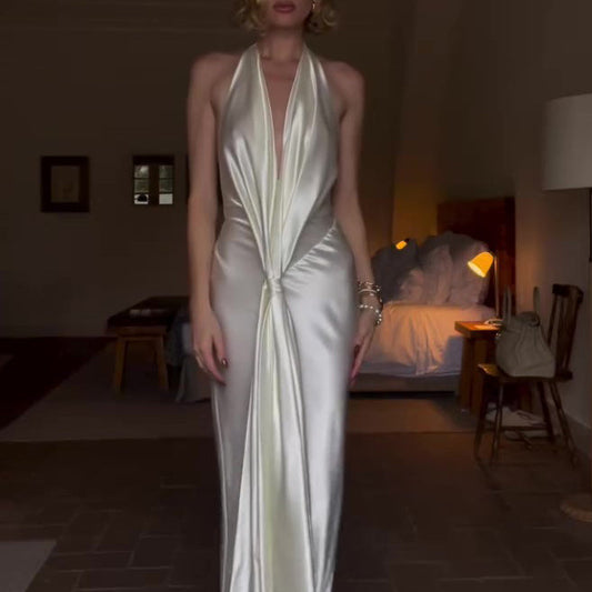 Deep V Backless Maxi Dress