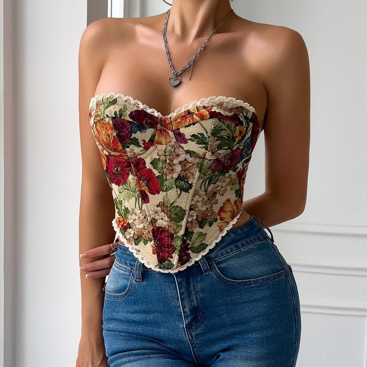 Vintage Flower Print Vest