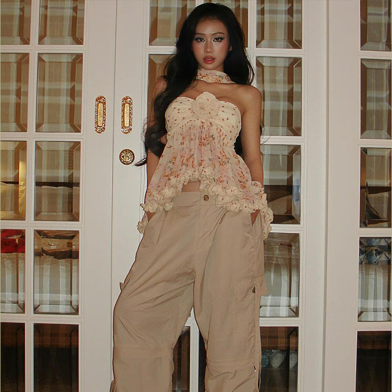 Floral Chiffon Top Tube Loose Vest