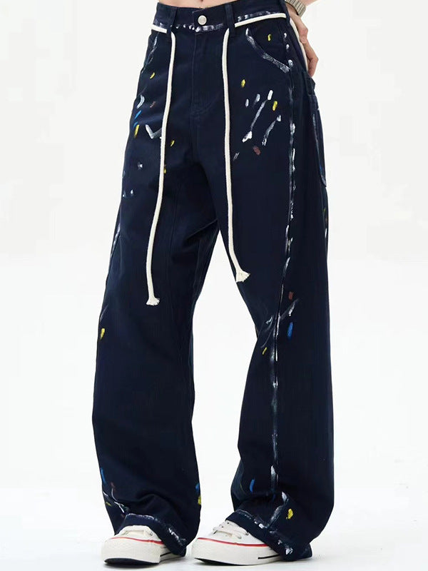 Paint-splashing Style Graffiti Design Trousers