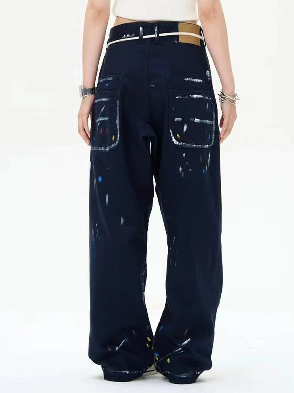 Paint-splashing Style Graffiti Design Trousers