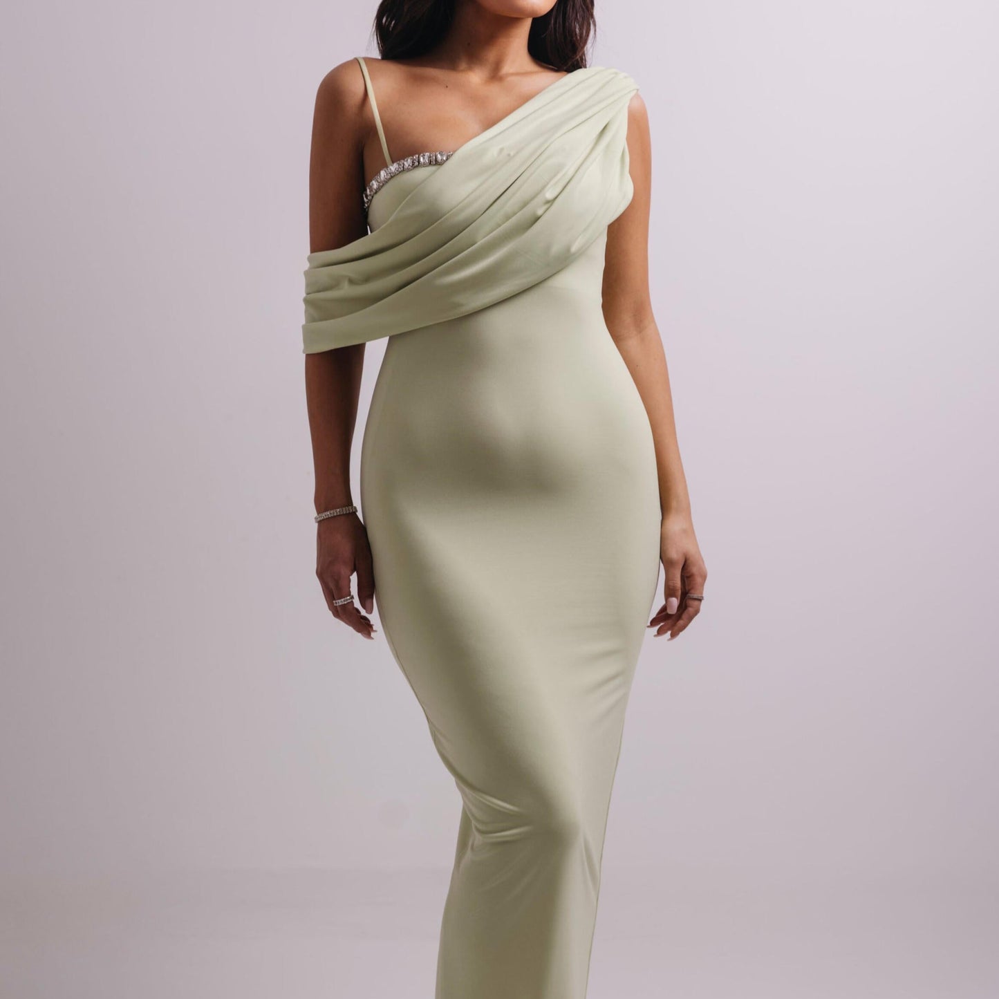 Off-The-Shoulder Rhinestone Bodycon Dress