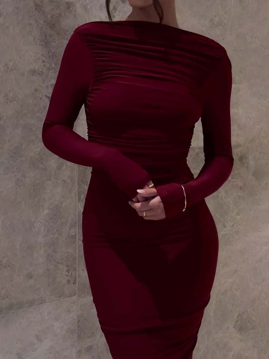 Backless Long-sleeved Maxi Dress