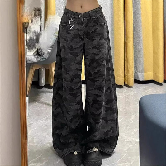 High Waist Loose Camouflage Jeans