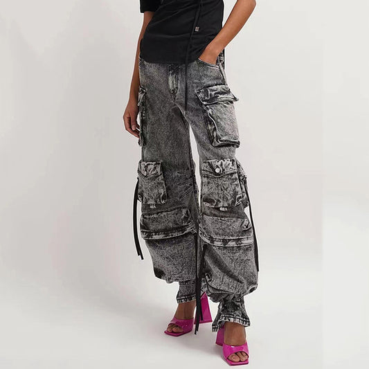 Cargo Jeans Multi-pocket Wide Leg Pants