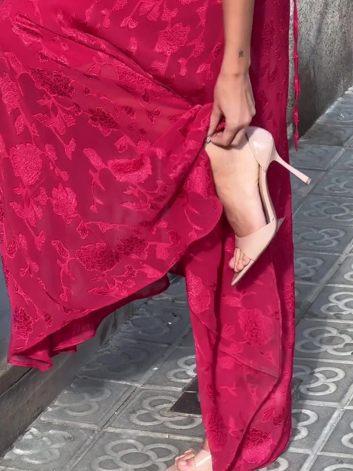 Elegant Sleeveless Jacquard Irregular Hem Dress
