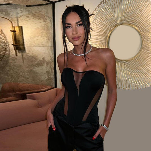 Cold-shoulder Mesh Top