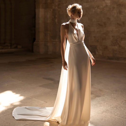 White Slimming Trailing dress
